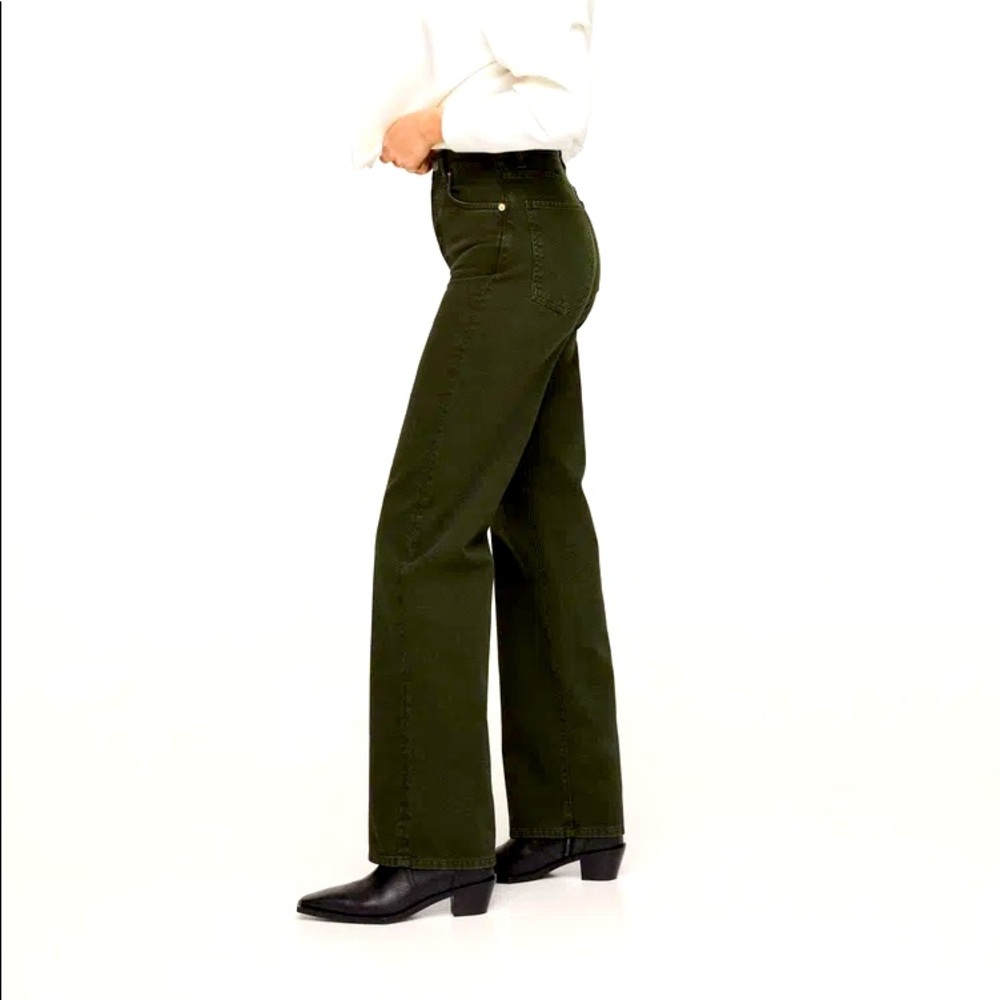 Mango wide-leg high waisted jeans in forest green